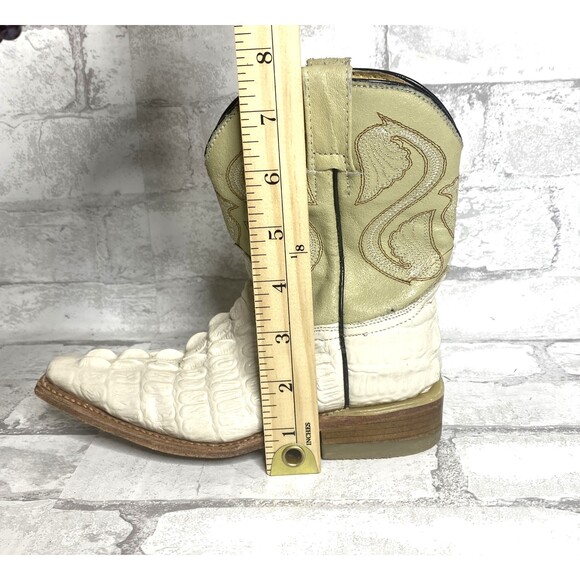 El General Western Kids Leather Cream Western Cowboy Style Boots Sz 18 (12) - Picture 6 of 9